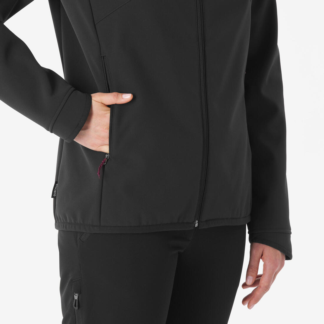 Veste softshell coupe-vent femme, MT100 noir