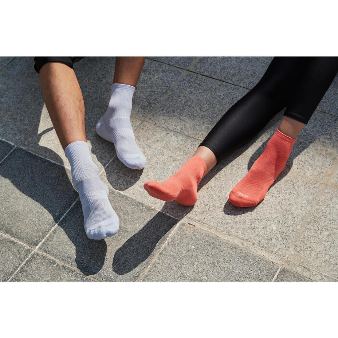 CHAUSSETTES DE RUNNING RUN500 MI-HAUTEURS X2 NOIRES