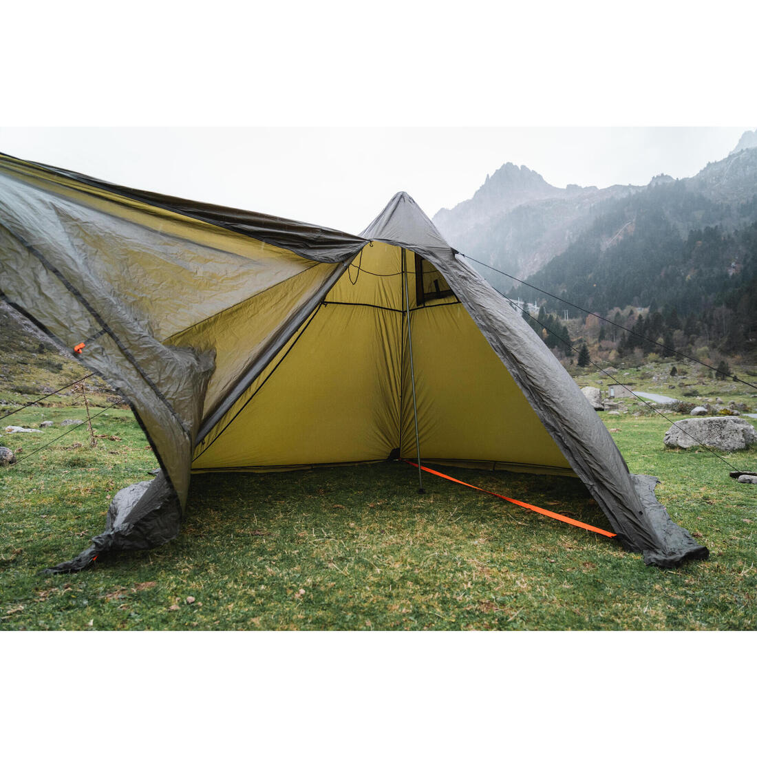 Tarp Tipi Bushcraft Bivouac Imperméable 2 Personnes+ Kaki