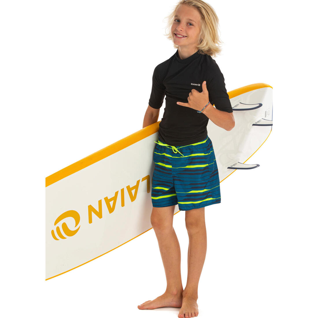 Short de bain 100 bleu noir