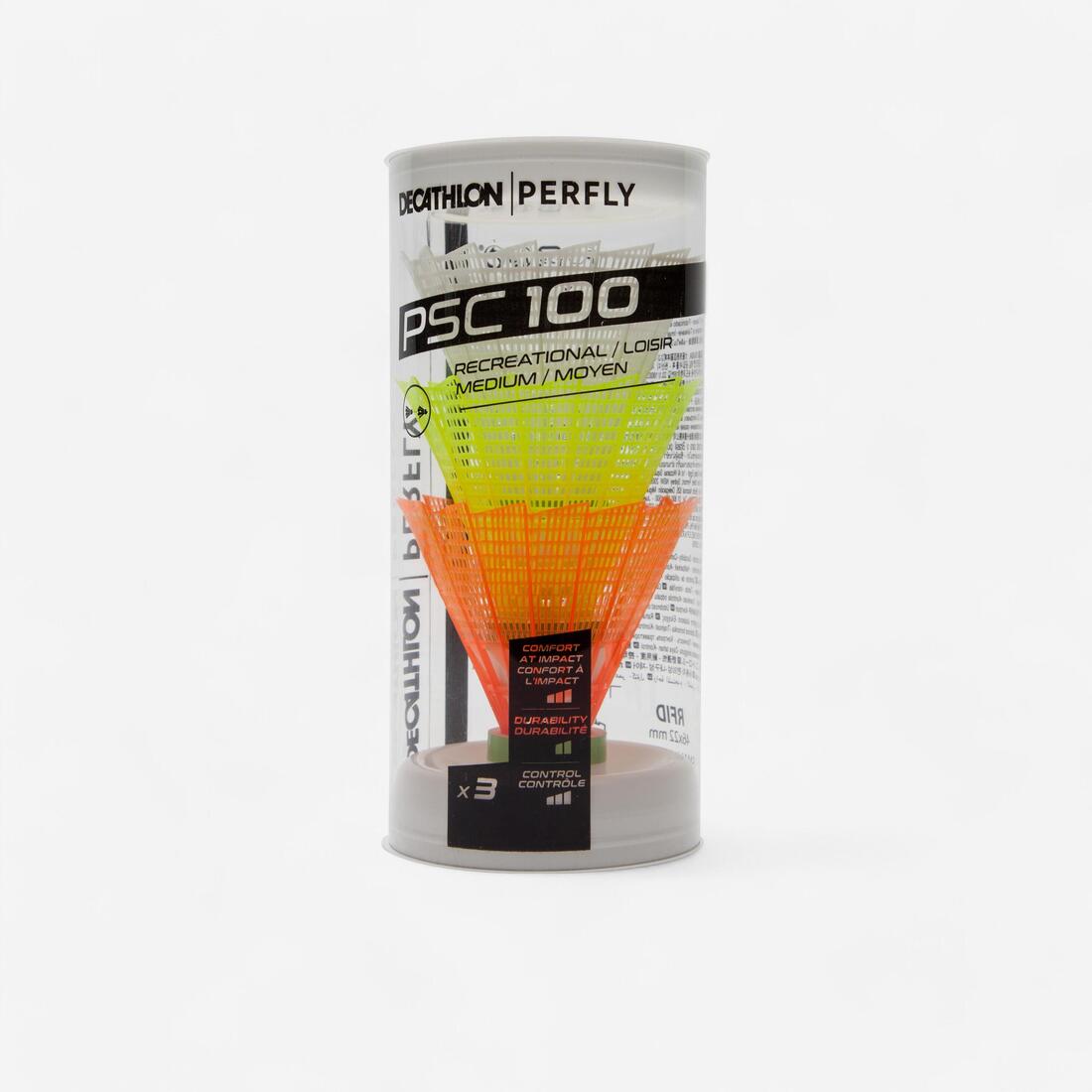Lot De 3 Volants De Badminton En Plastique PSC 100 Medium