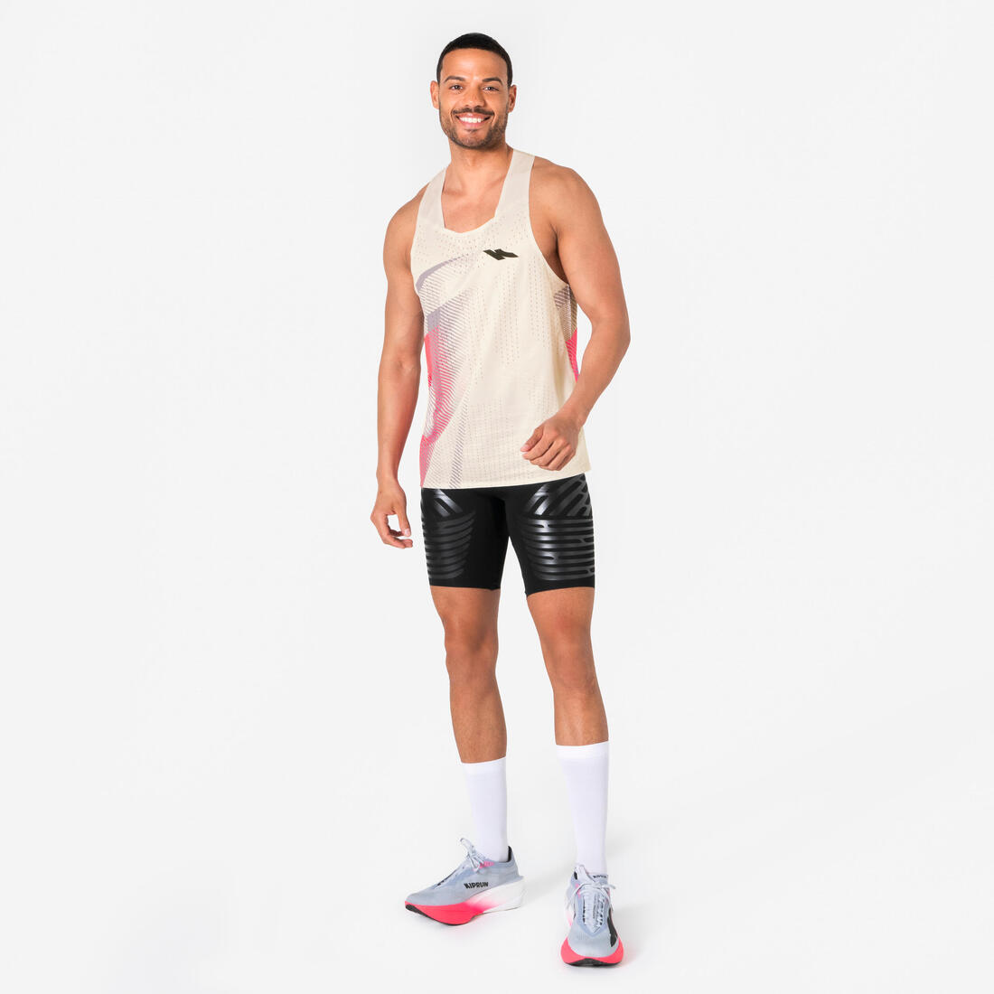 Débardeur de running Homme, Kiprun PROTEAM beige rose