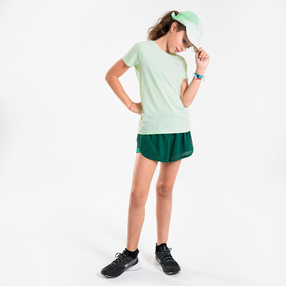 Casquette de running Enfant respirante - KIPRUN Run Dry Marine Verte