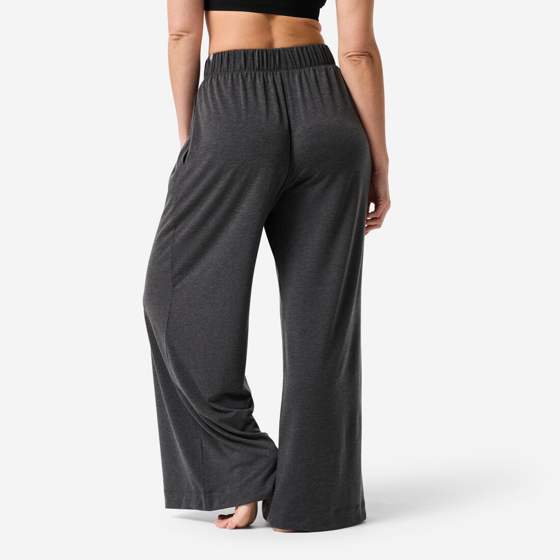 Pantalon de yoga large et fluide femme, gris