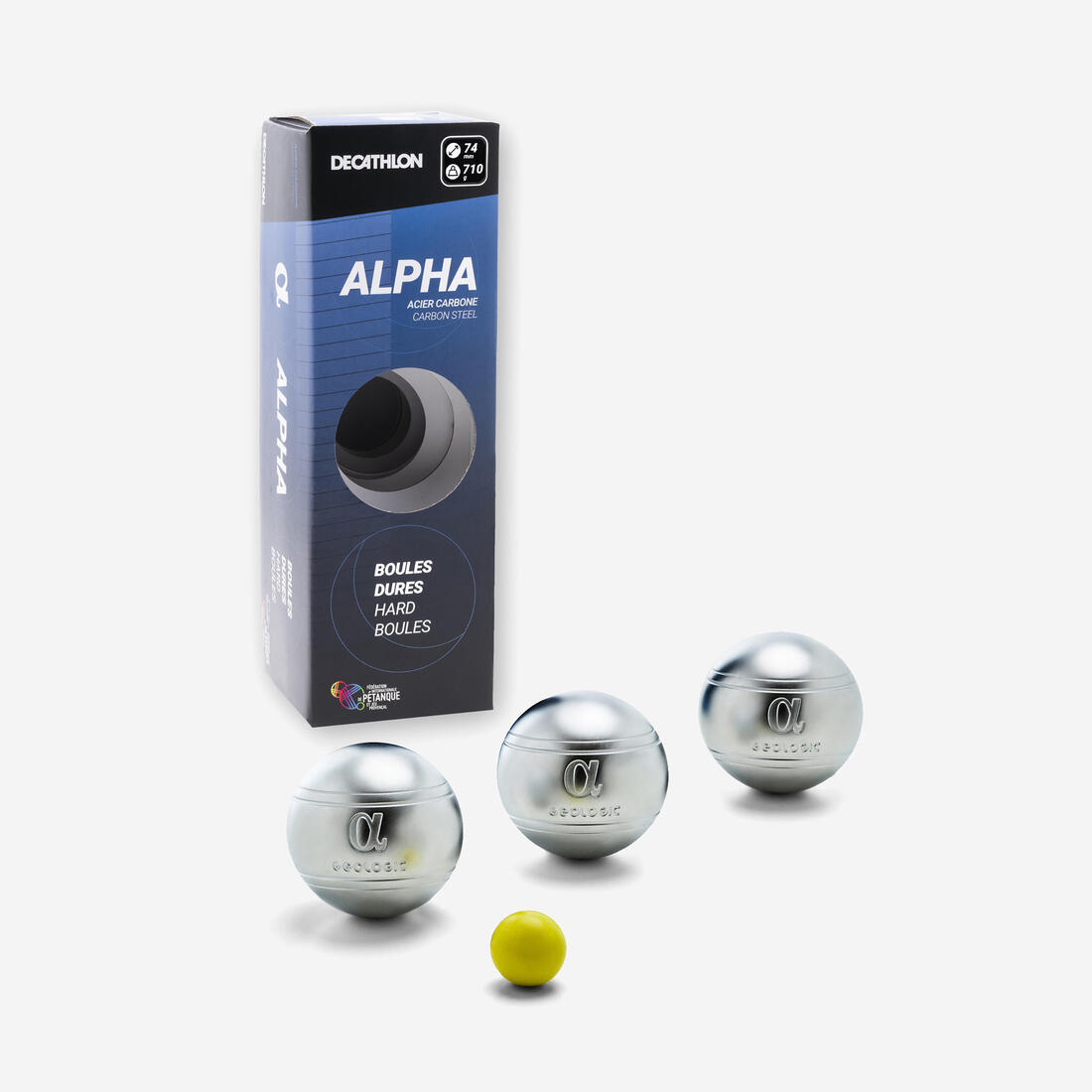 3 boules de pétanque homologuées compétition dures ALPHA