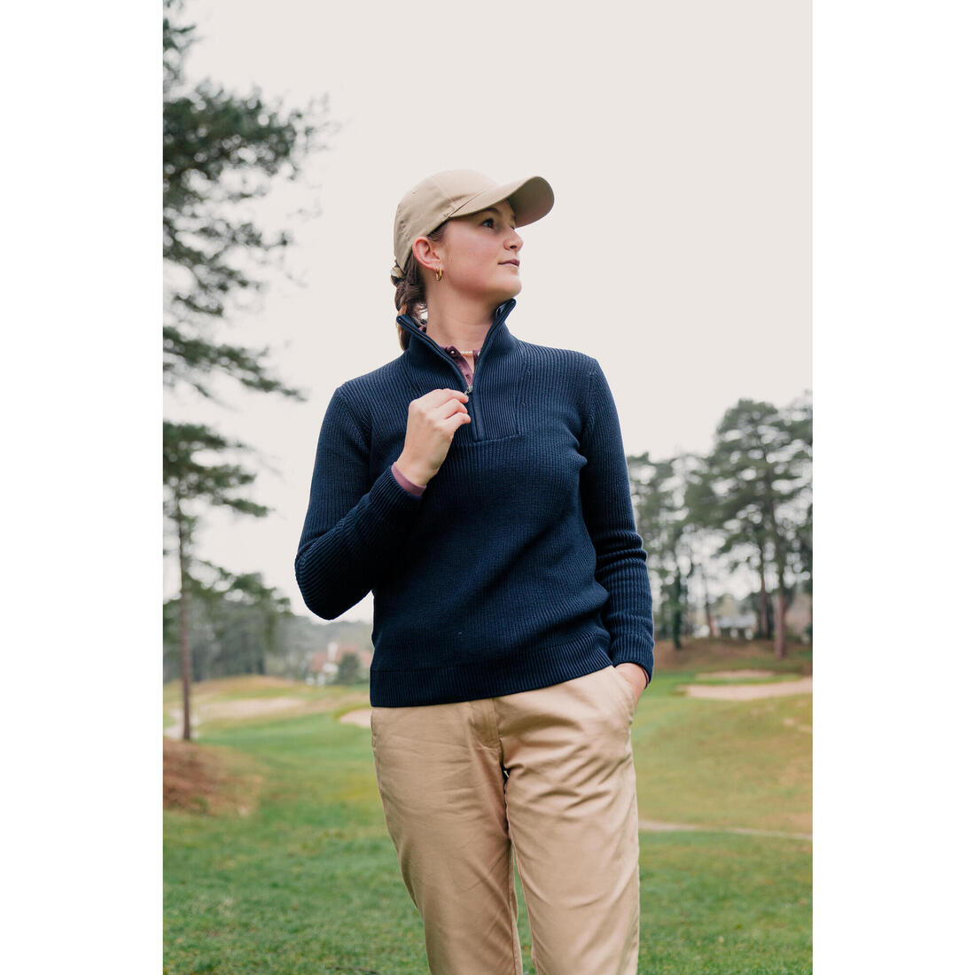 Pull golf 1/2 ZIP Femme - MW500