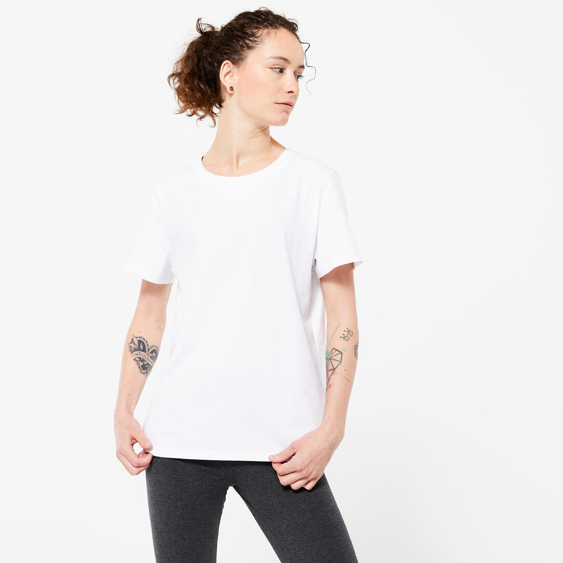 Tee-shirt en coton col rond femme