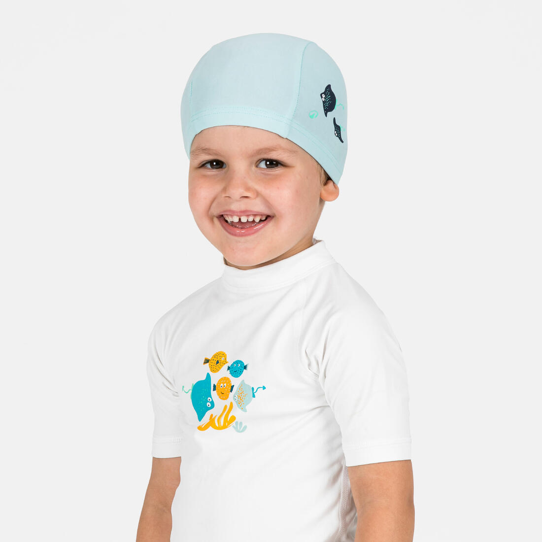 Bonnet De Bain Bébé Bleu Imprimé Tigre En Maille