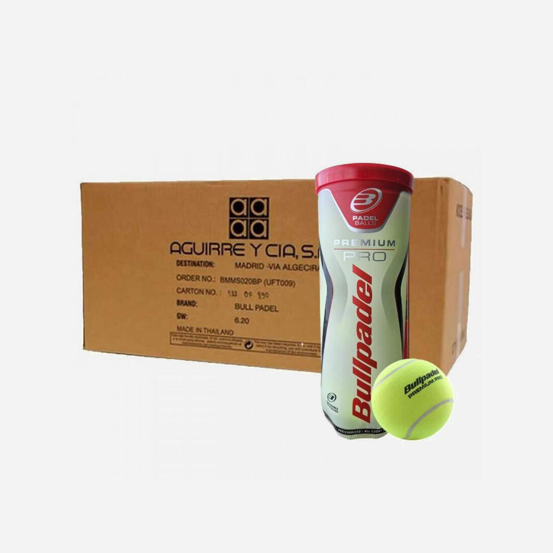 Carton 24 tubes de 3 balles de padel pressurisées- Bullpadel Premium Pro