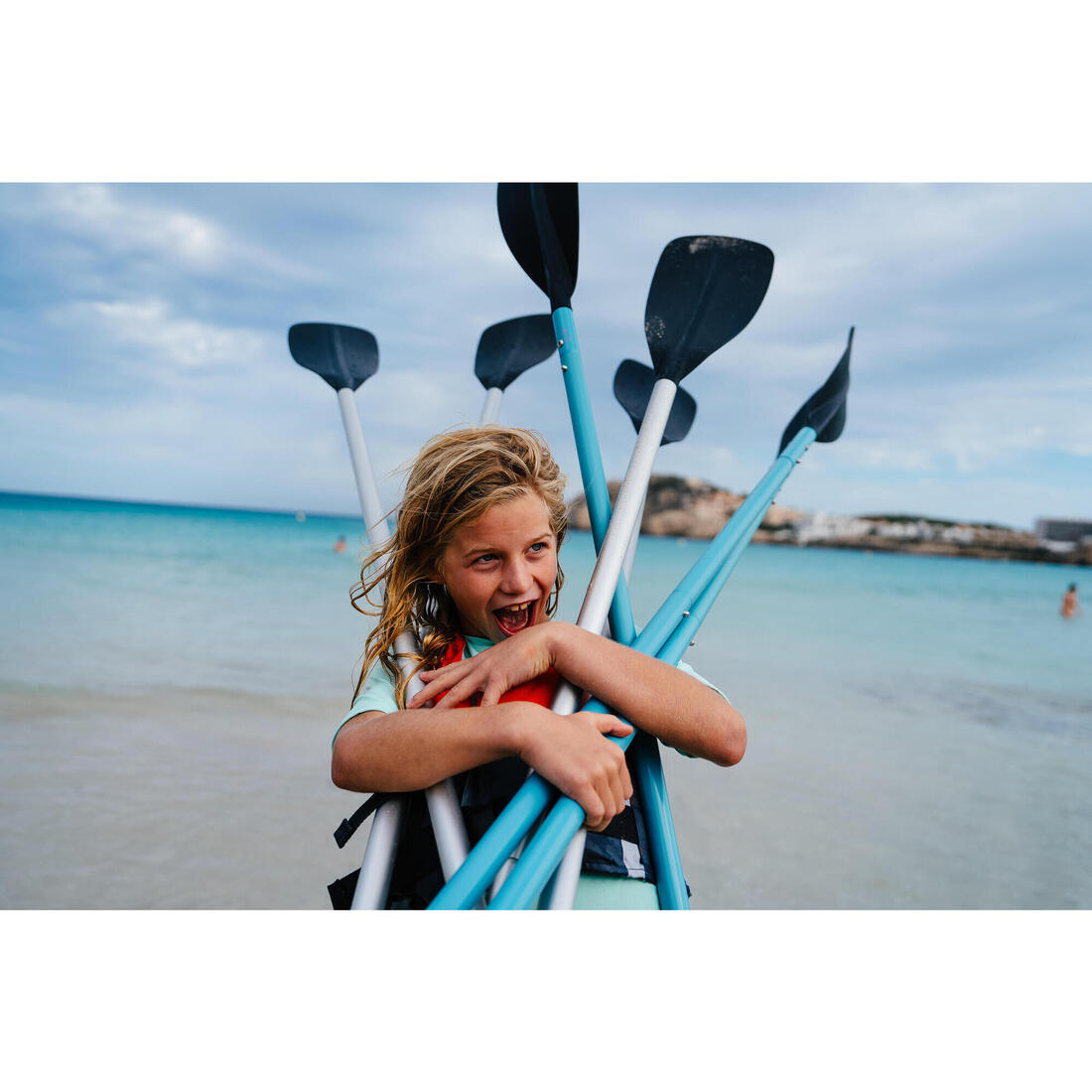 Pagaie de kayak 4P 215 cm - 100 Bleu