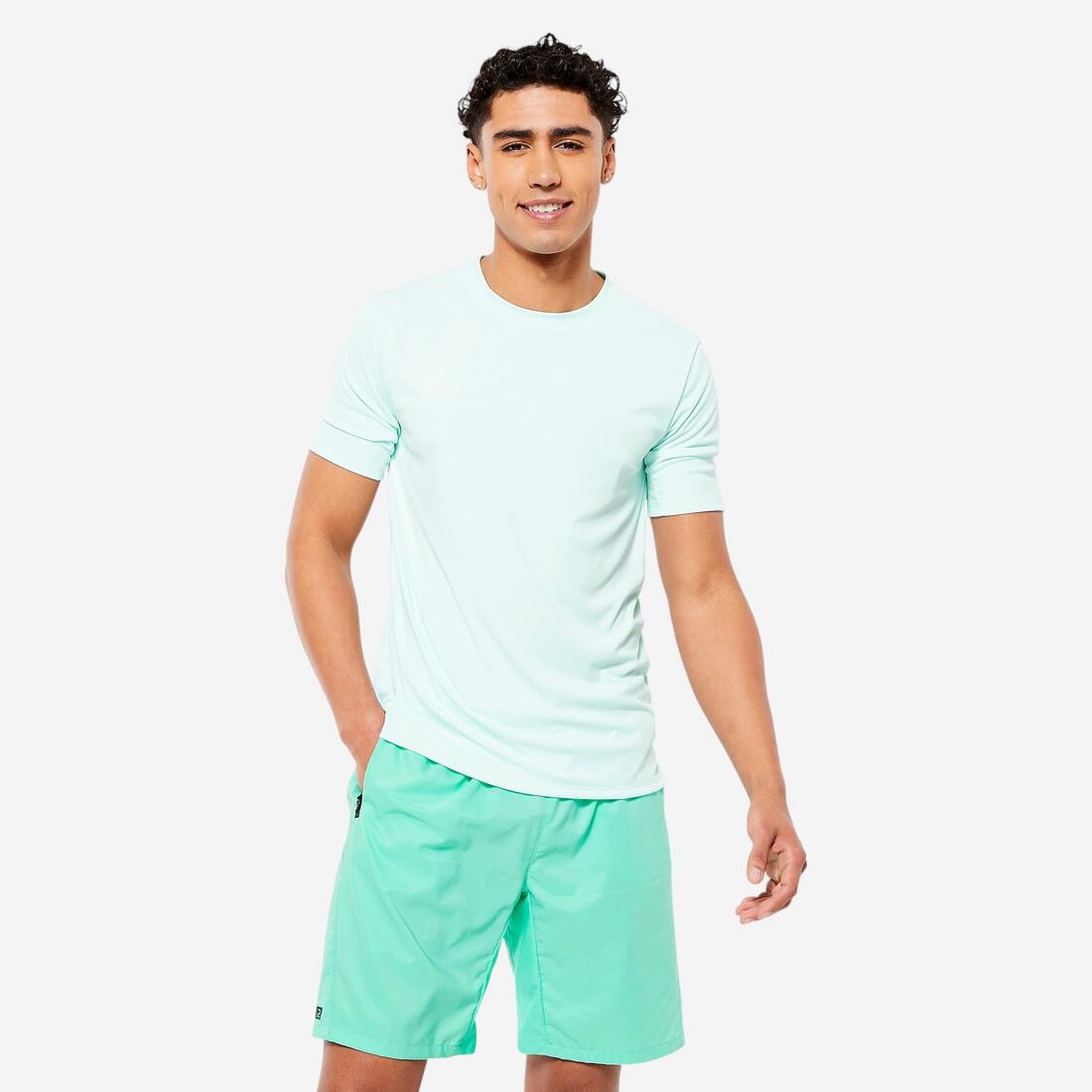 T-shirt de fitness manches courtes respirant col rond homme – vert délicat