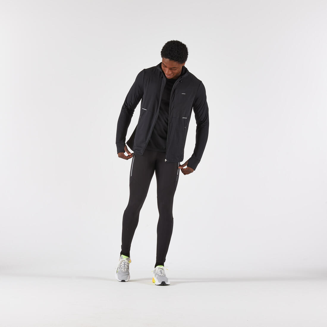 Veste chaude de running Homme, KIPRUN Run 100 warm noire