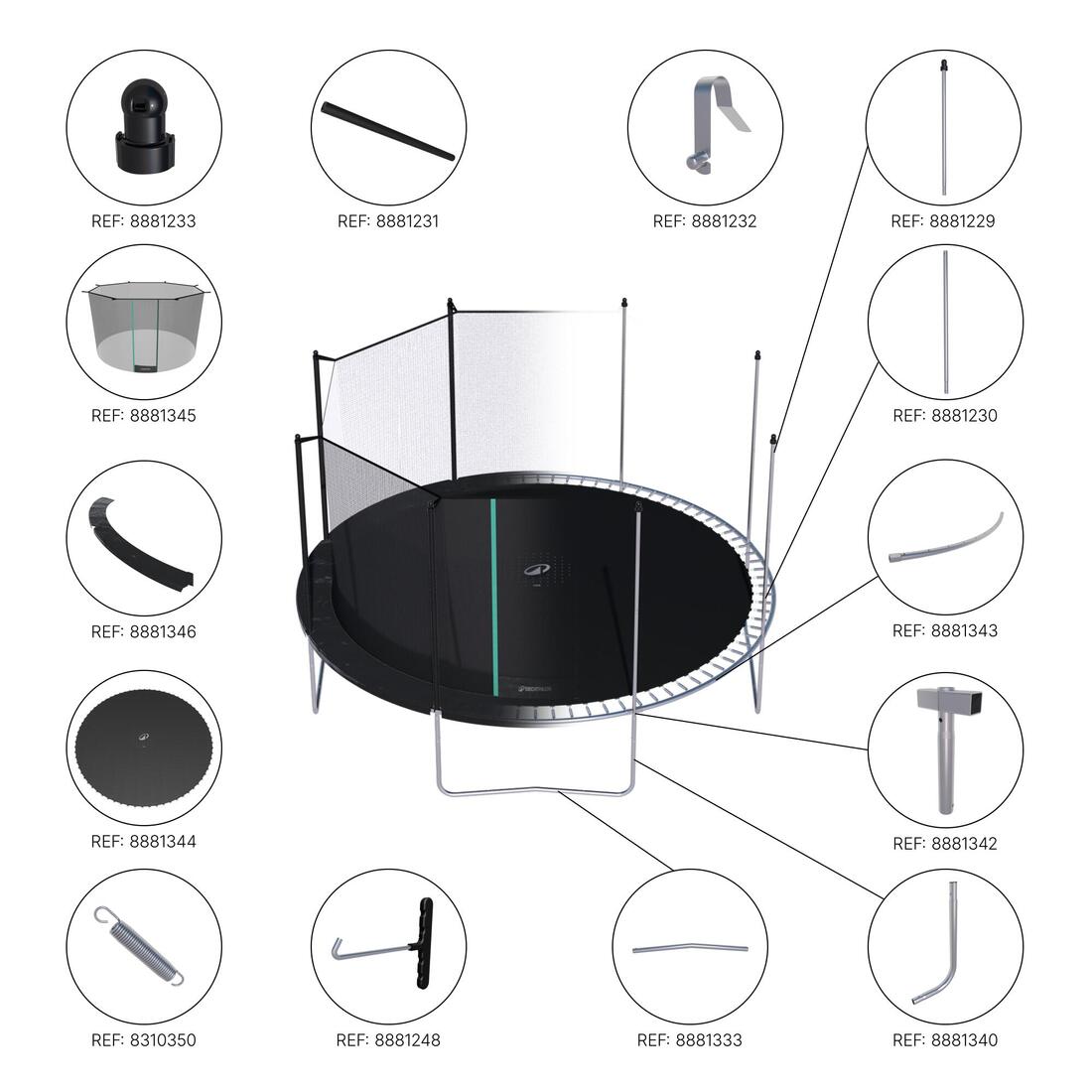Trampoline 420 avec filet de protection - montage sans outil