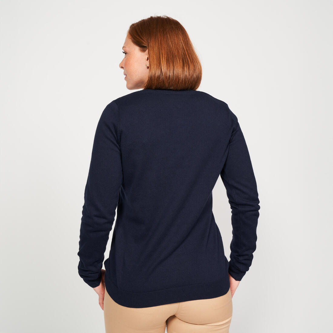Pull de golf coton col V femme, MW100