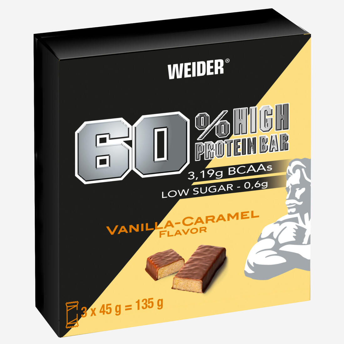 Barre 60% de protéines vanille caramel x3