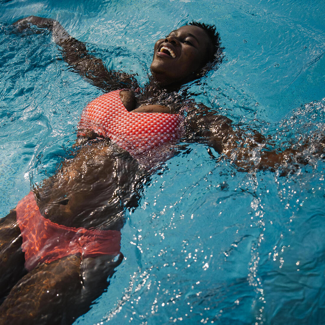 Bas de maillot de bain culotte texturée natation Femme, Lila simy terracotta