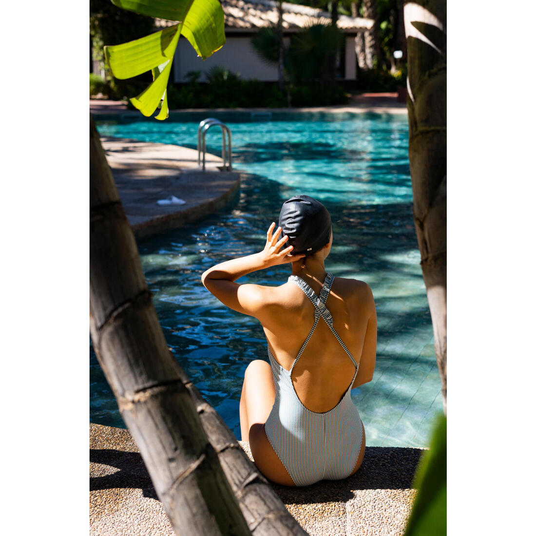 Bonnet de bain en silicone pour cheveux longs taille unique