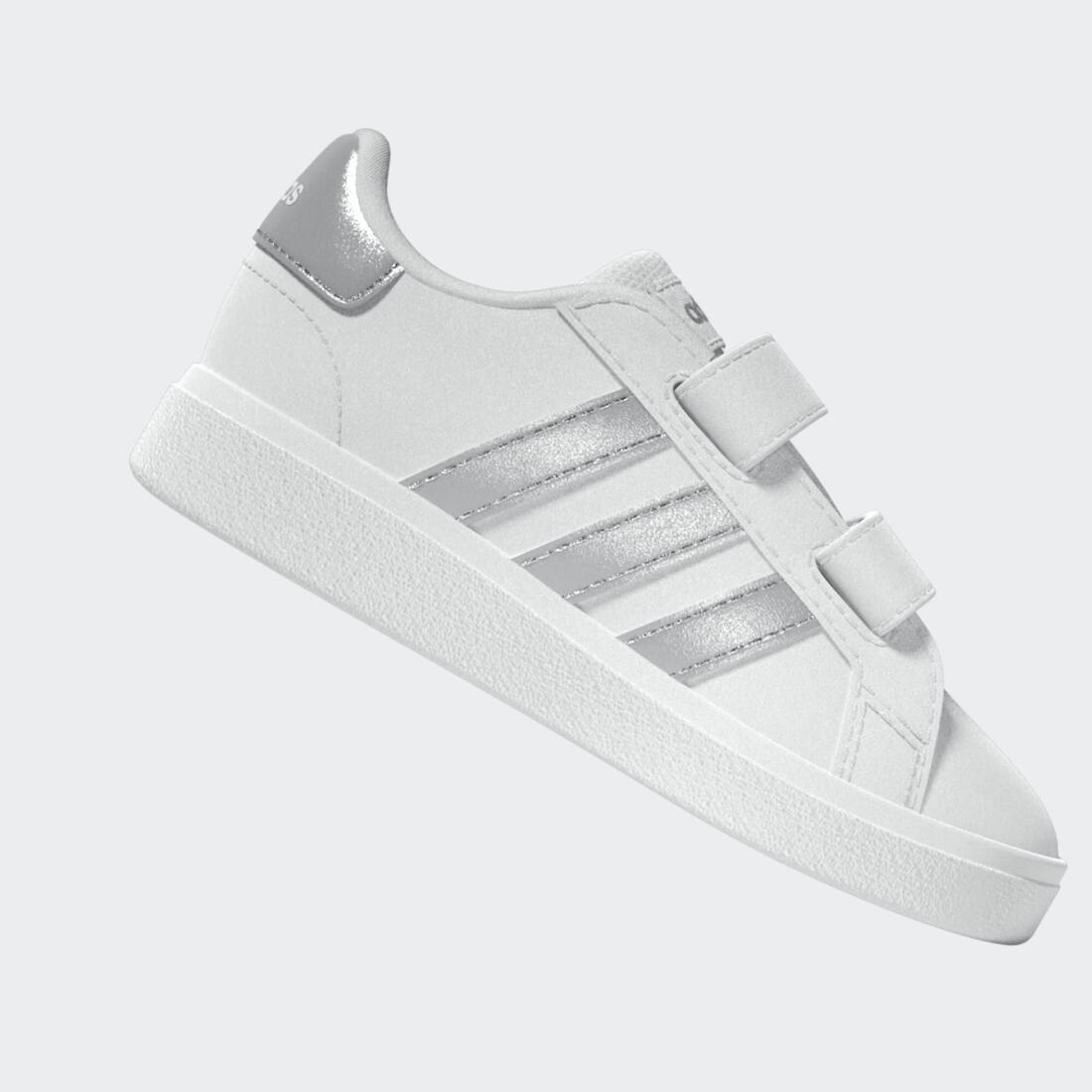 Chaussure bébé grand court 2.0, blanc argent
