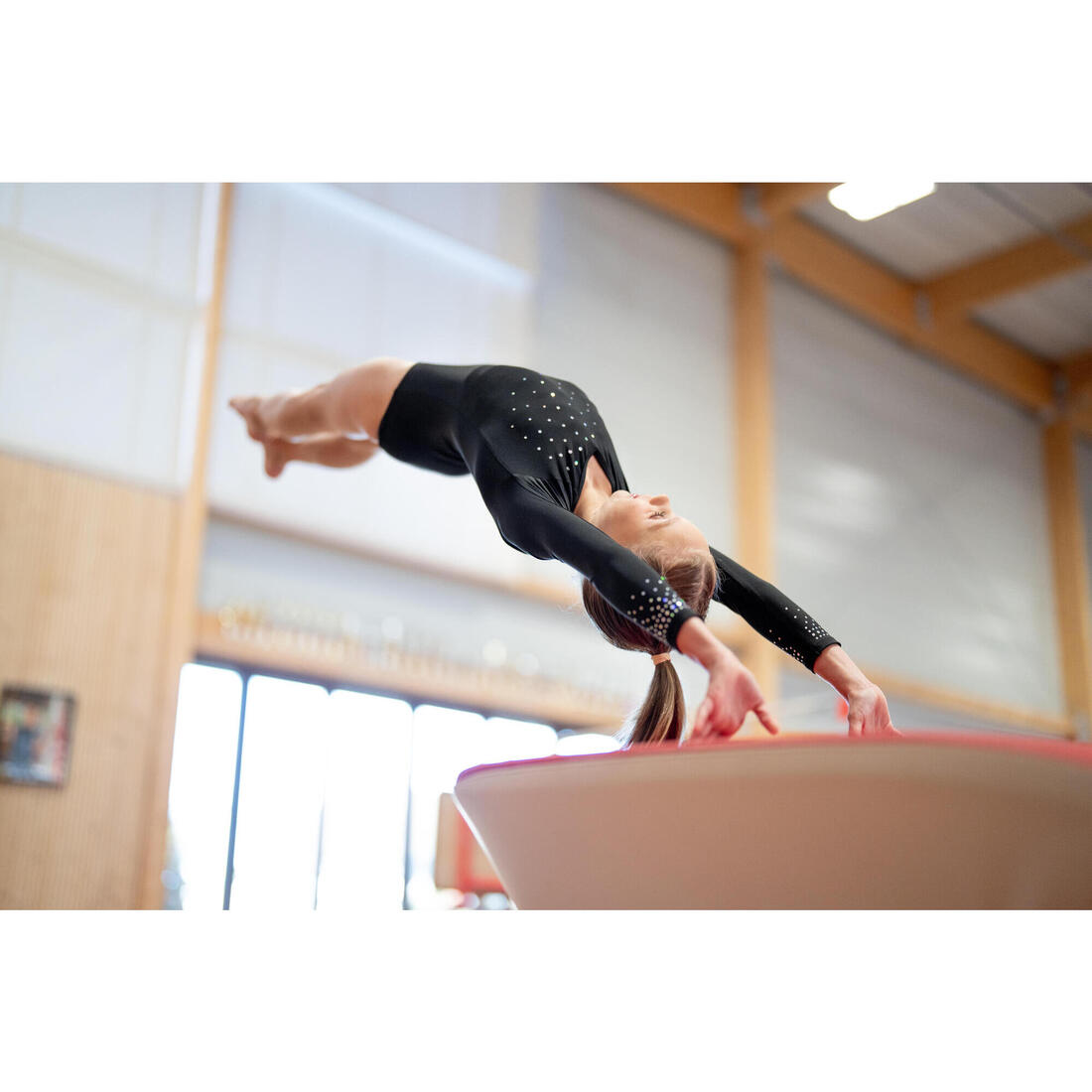 Justaucorps de gymnastique fille, noir