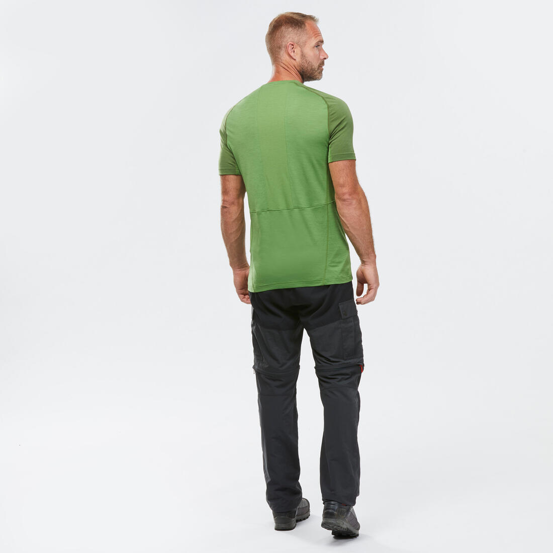 T-shirt de trek manches courtes en laine mérinos  - homme - mt500