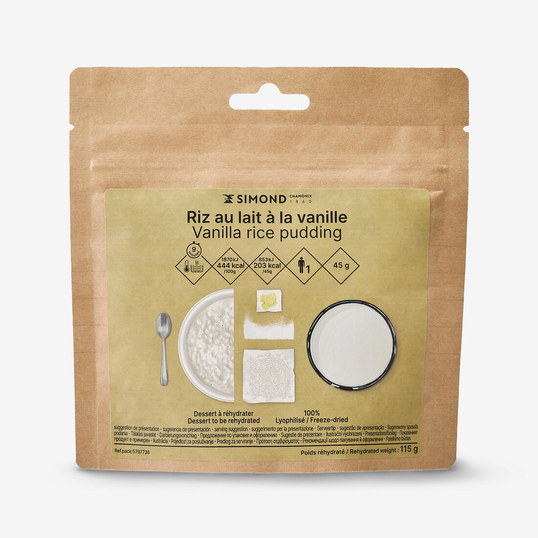 Dessert lyophilisé - Riz au lait à la vanille - 45 g