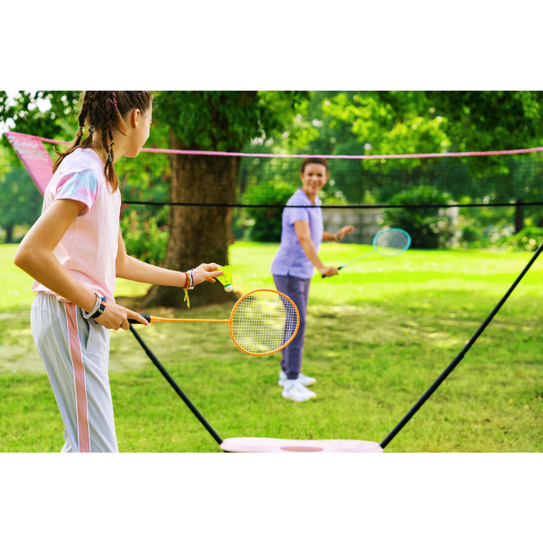 Set Raquettes de Badminton de Loisir Adulte Discover BR100Ad - Turquoise/Orange