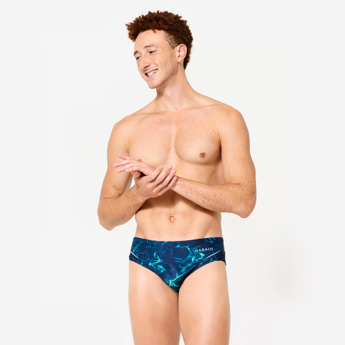 Maillot de bain natation homme slip900 print all ice