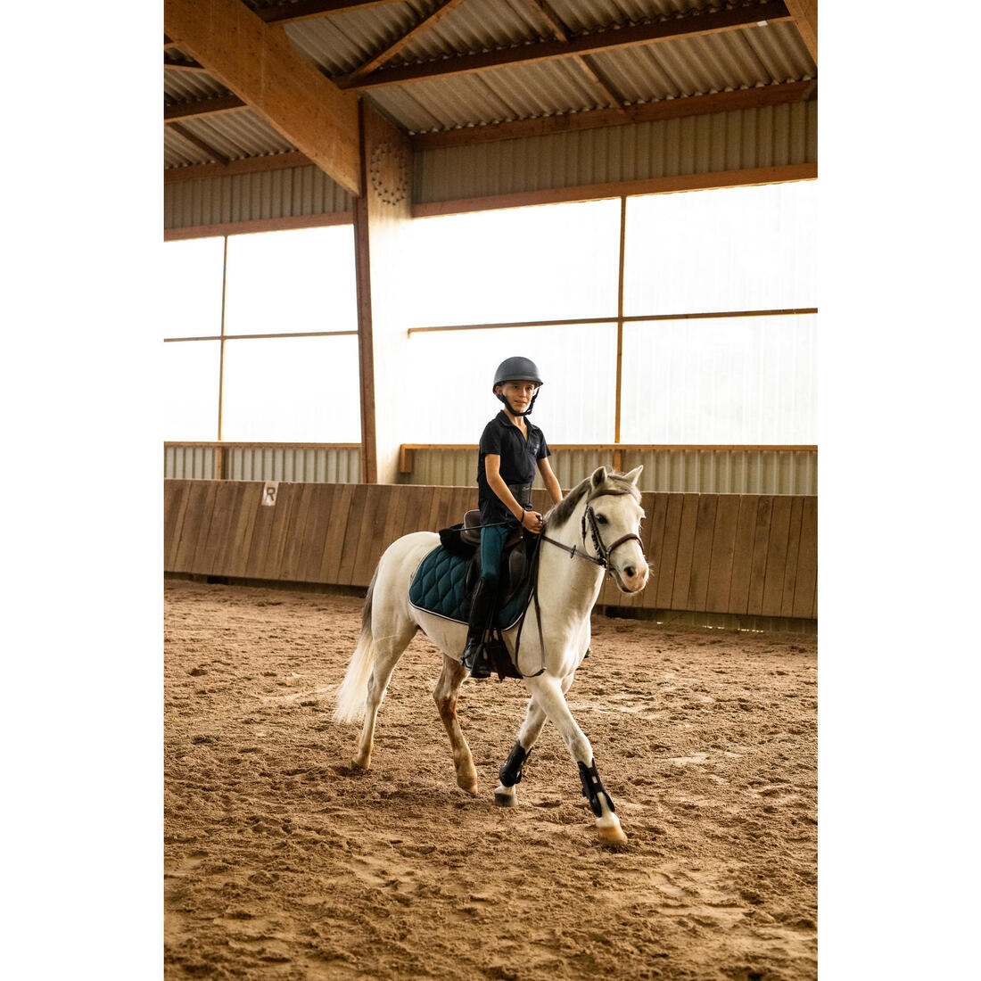 Kids' Horse Riding Light Legging 100 - Petrol Blue/Navy Blue
