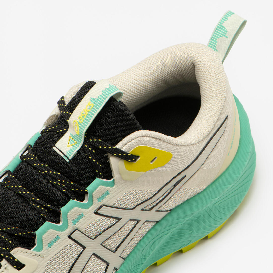 Chaussures de running trail femme, Asics trabuco terra 2, noir vert et