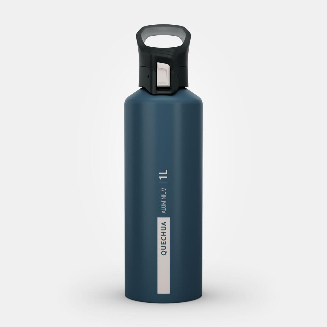 Gourde alu 1L avec bouchon instantané, composée à 100% d’alu recyclé