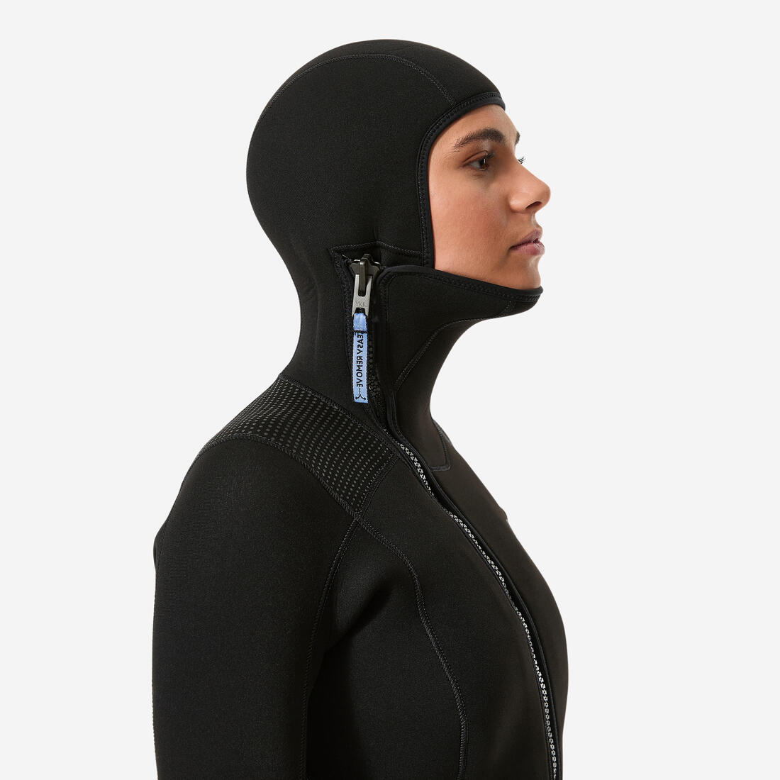 Combinaison de plongée 5mm à cagoule femme, SCD 500 Noir et bleu