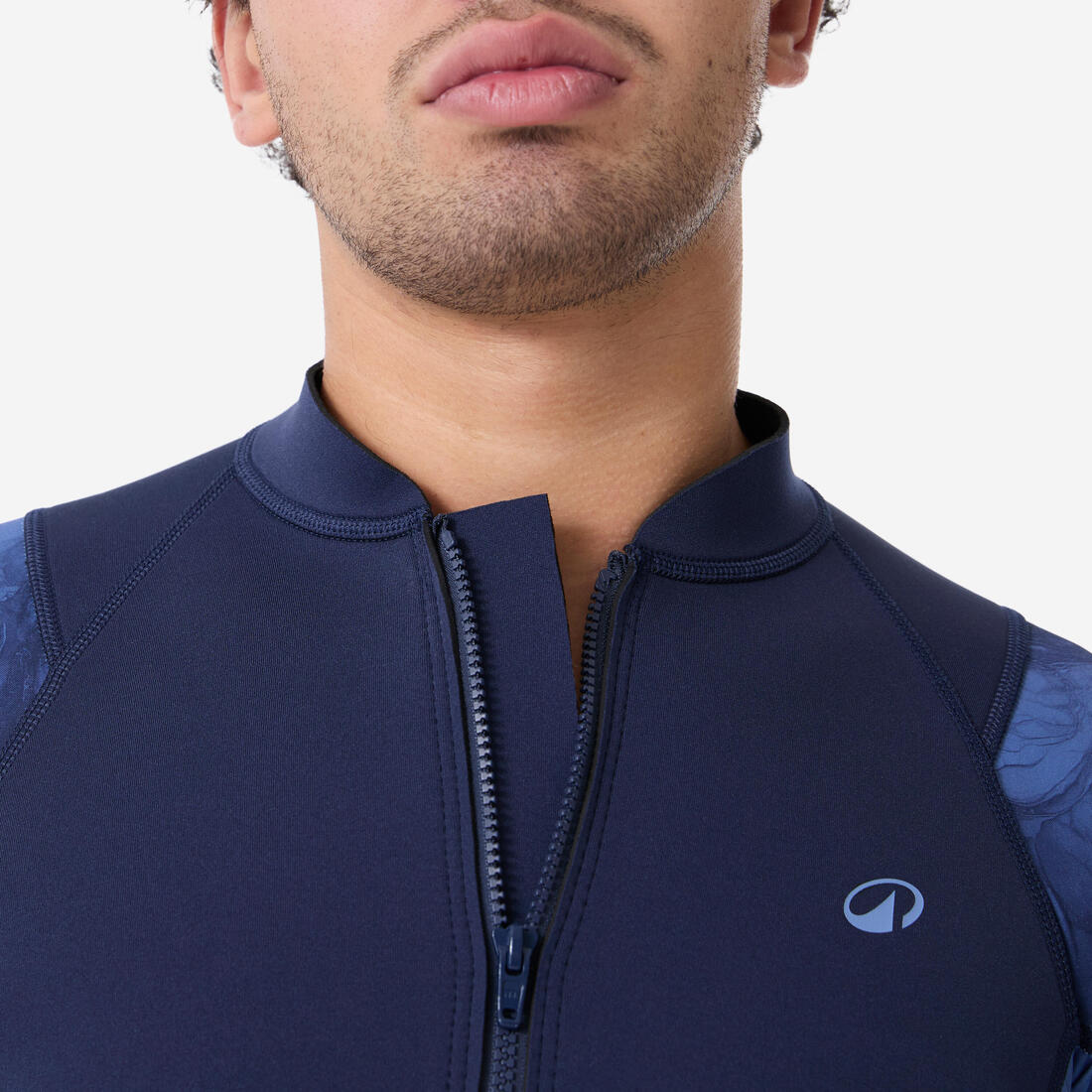 Top snorkeling manches L Homme caoutchouc naturel Yulex 1.5mm textile, bleu noir