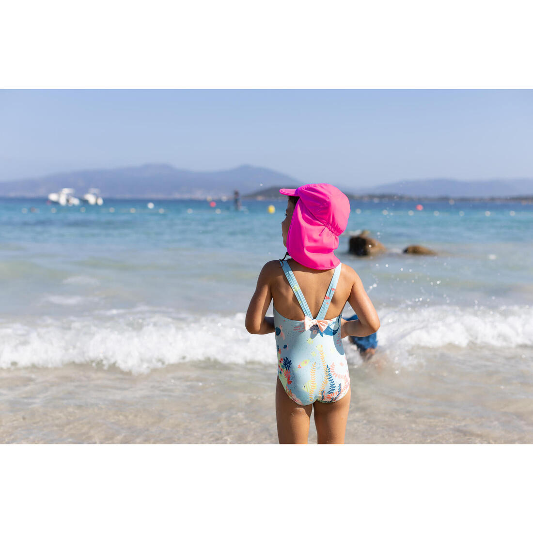 Maillot de bain 1 pièce bébé fille rose imprimé rayures