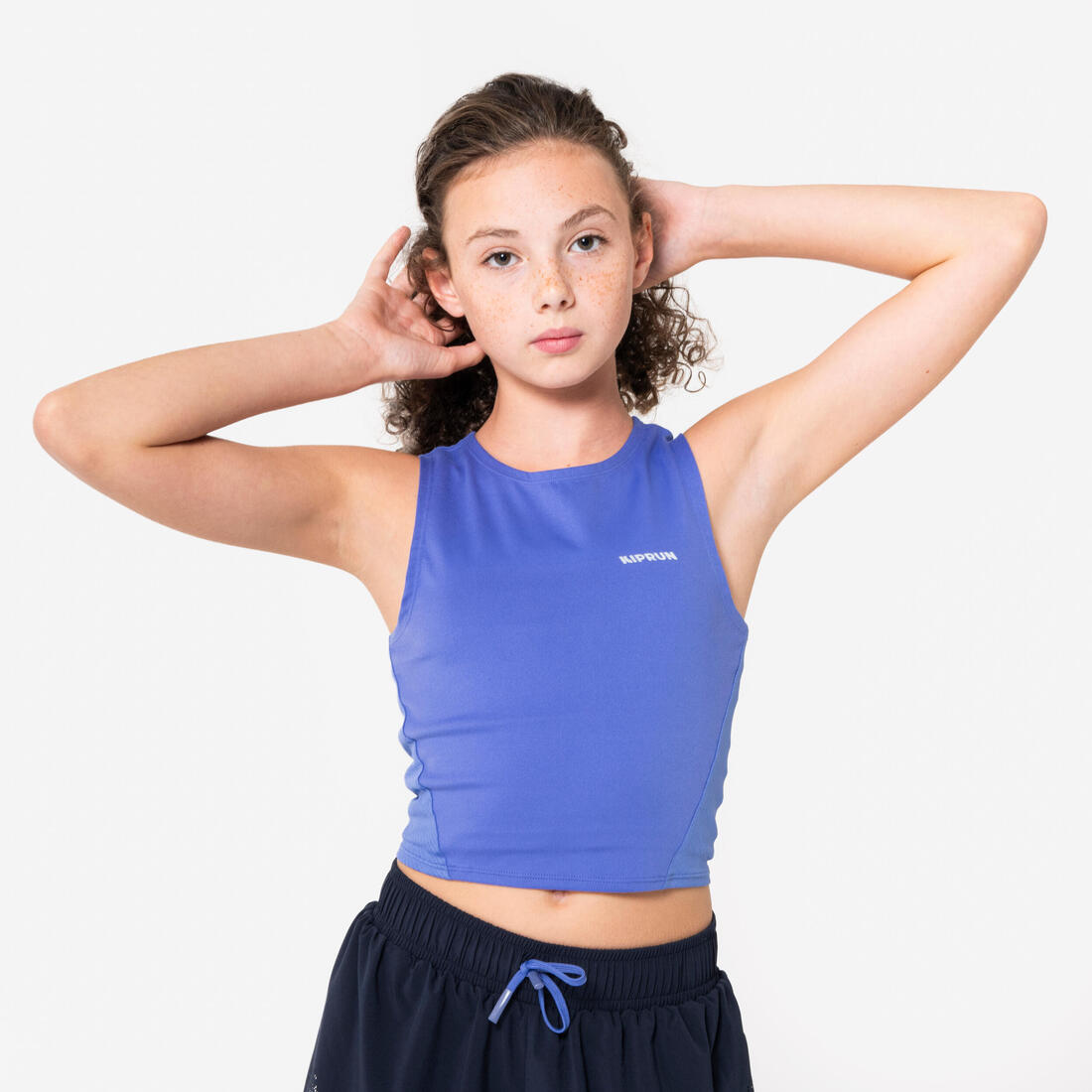 Débardeur Crop Top running respirant Fille , Kiprun Violet