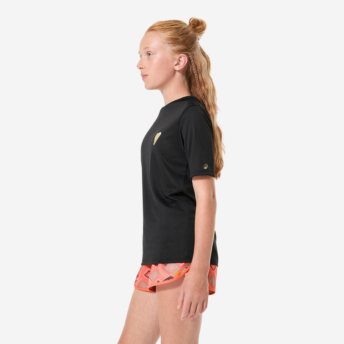T-shirt anti UV manches courtes surf Junior - 100 blanc noir skate