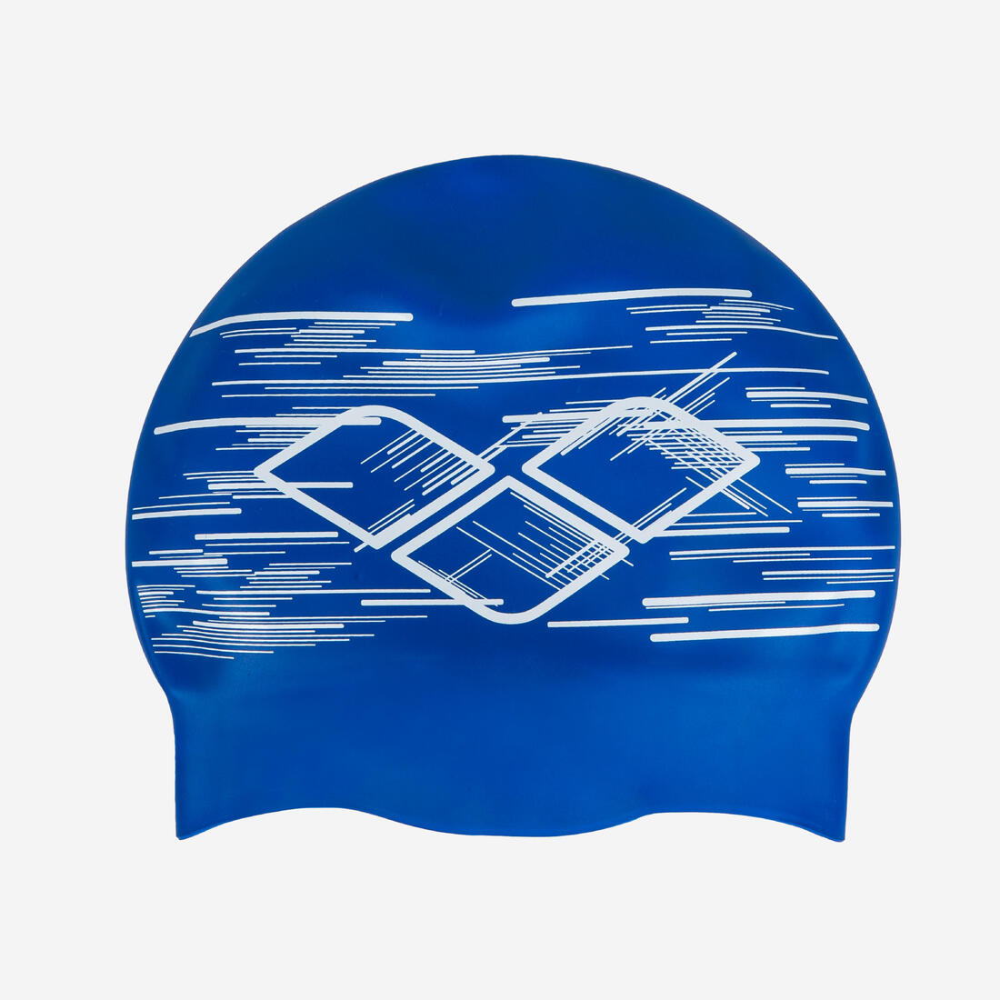 Bonnet de bain en silicone réversible, Swim cap bleu blanc