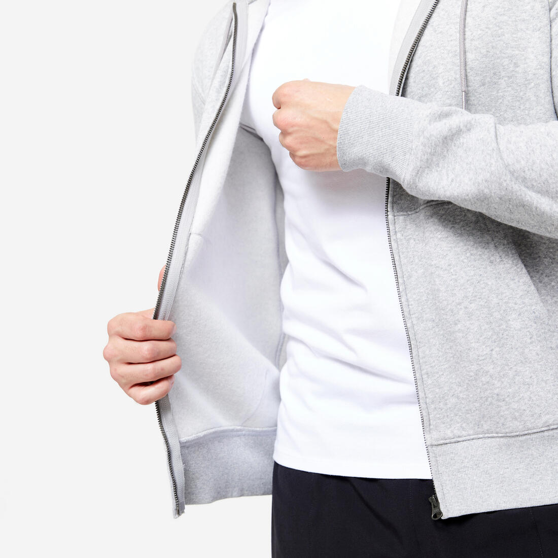 Sweat zippé à capuche fitness homme  - 100 bleu foncé