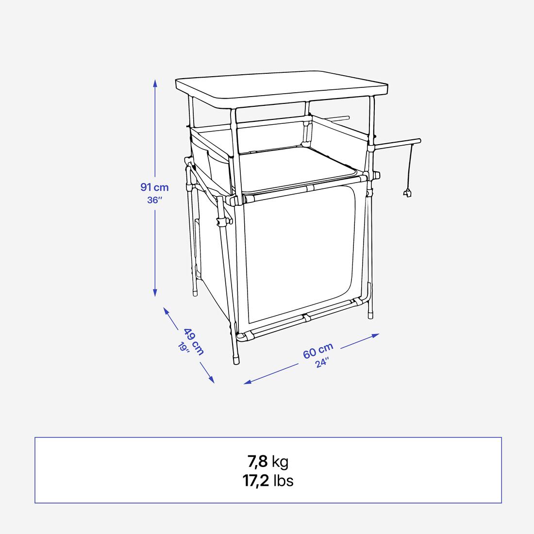 Meuble cuisine de camping S, pliable et  compact