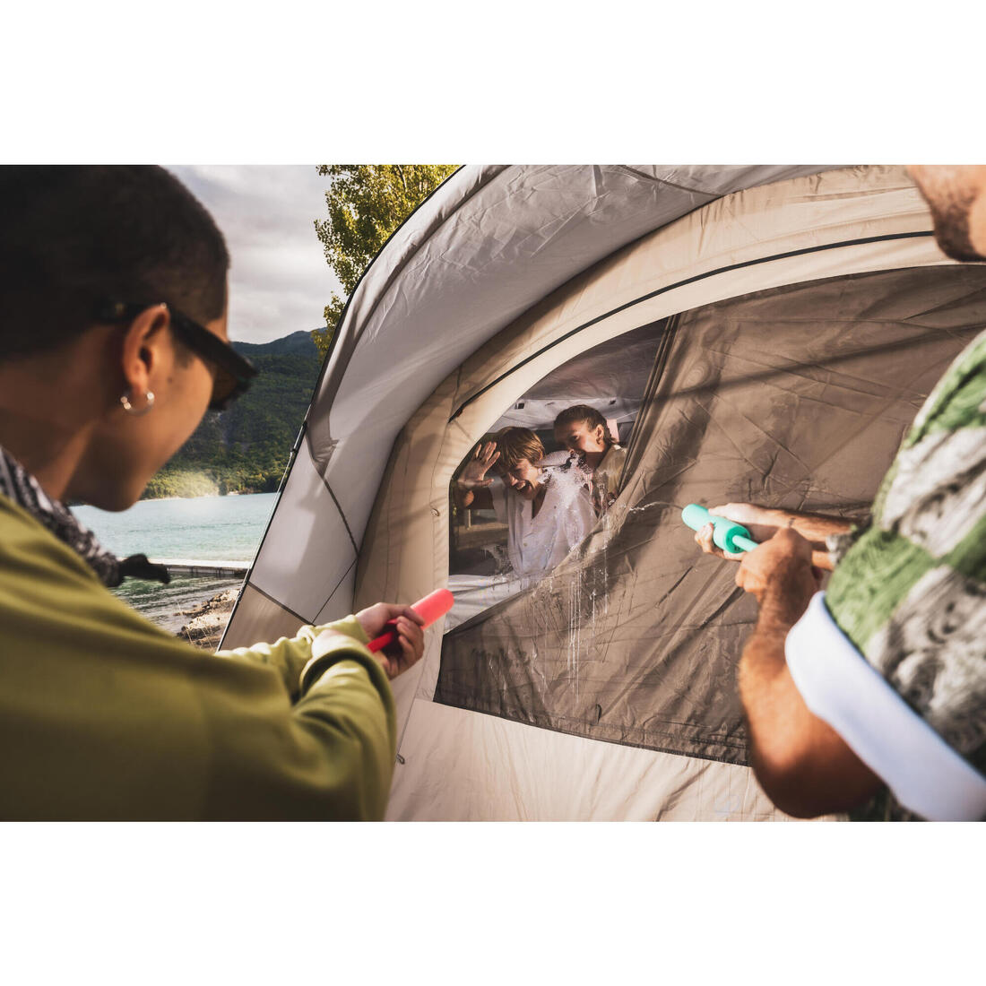 Tente de camping gonflable 6 places 3 chambres,  Fresh & Black, Air Seconds 6.3