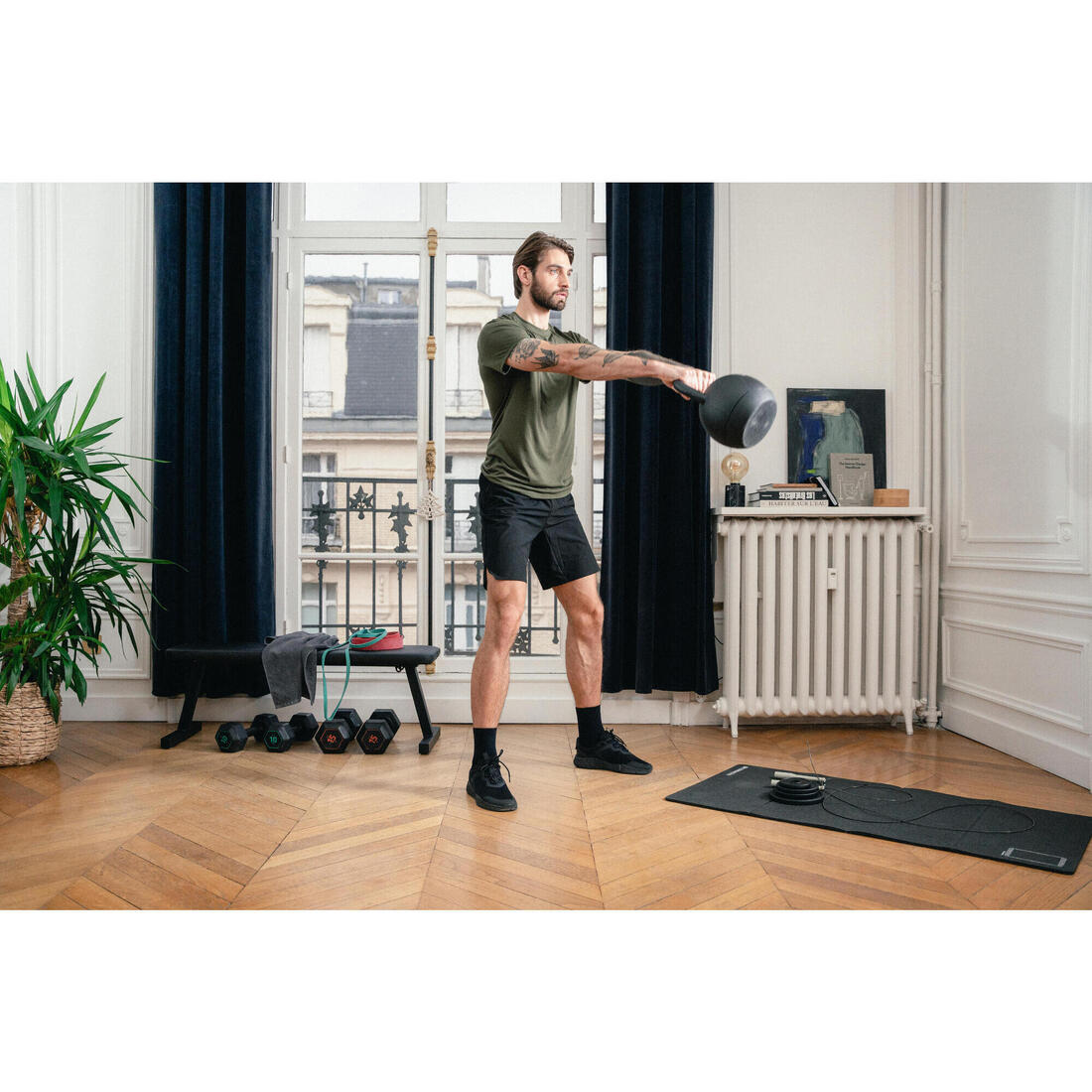 Kettlebell ajustable 12-24kg, base de 12kg, poids additionnels vendus séparément