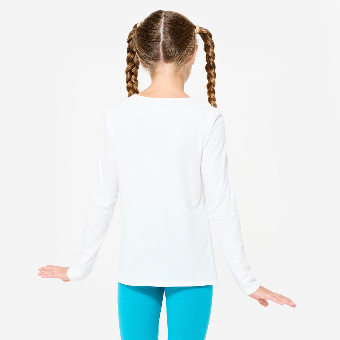 T-shirt enfant manches longues coton - Basique blanc