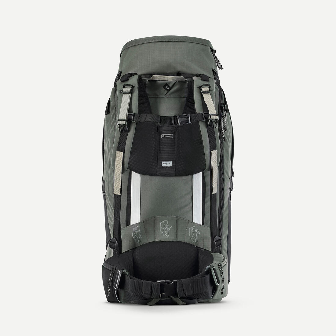 Sac à dos de voyage ouverture valise 70+6L homme, Travel 900 vert kaki