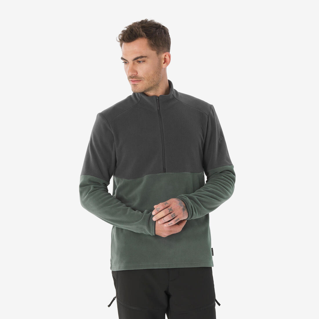Polaire de randonnée montagne homme, MH500 demi zip