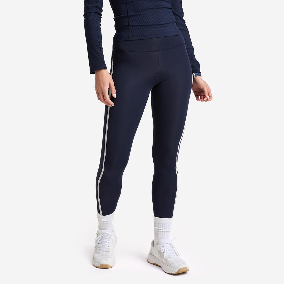 Legging avec bandes taille haute femme foncé