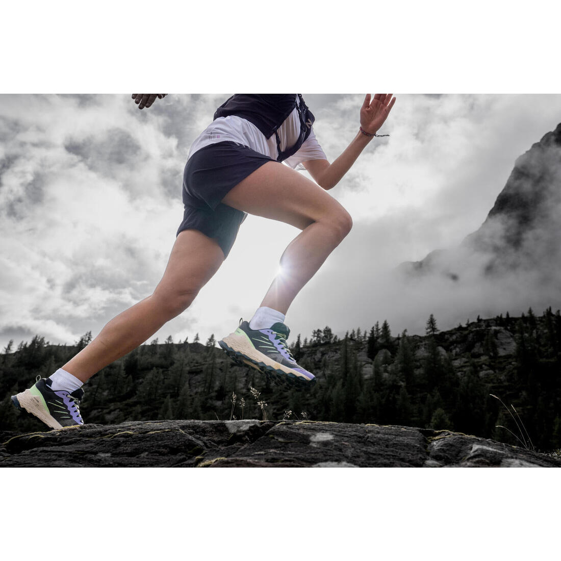Chaussures de running trail femme, Kiprun mt3, noir fumé