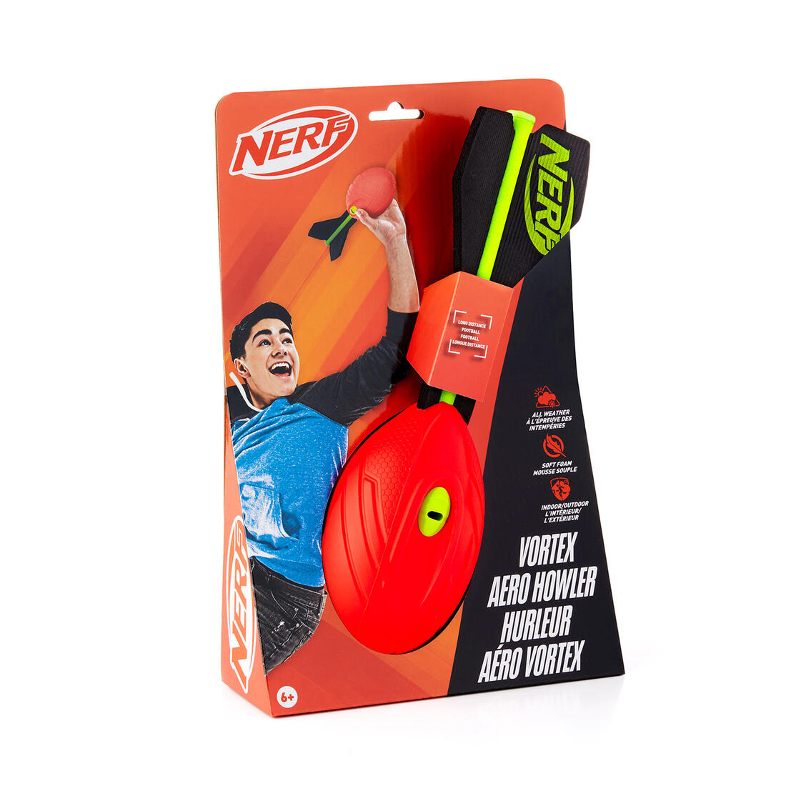 Ballon javelot vortex nerf 32 cm pour enfant orange ou vert