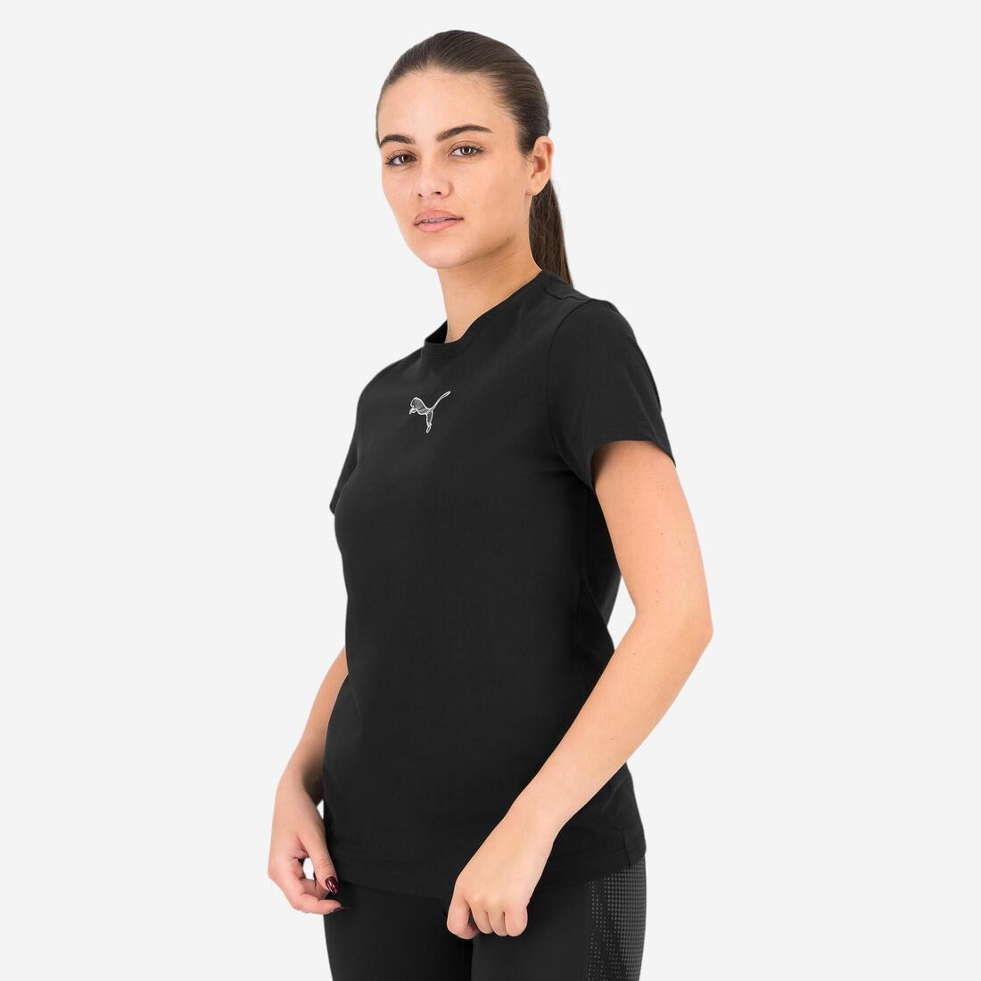 T-shirt PUMA fitness manches courtes coton femme noir – noir
