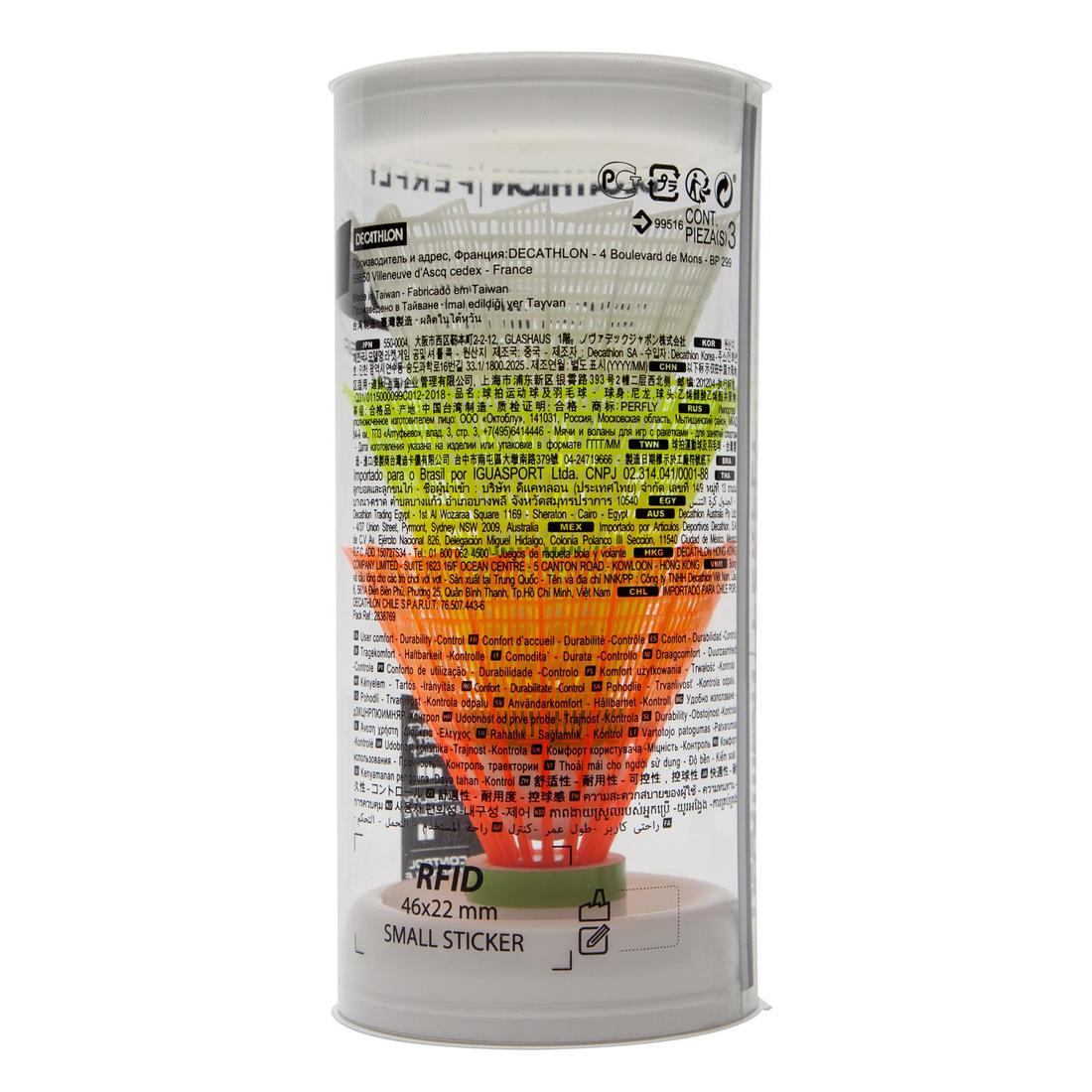 Lot De 3 Volants De Badminton En Plastique PSC 100 Medium - Blanc/Gris/Orange