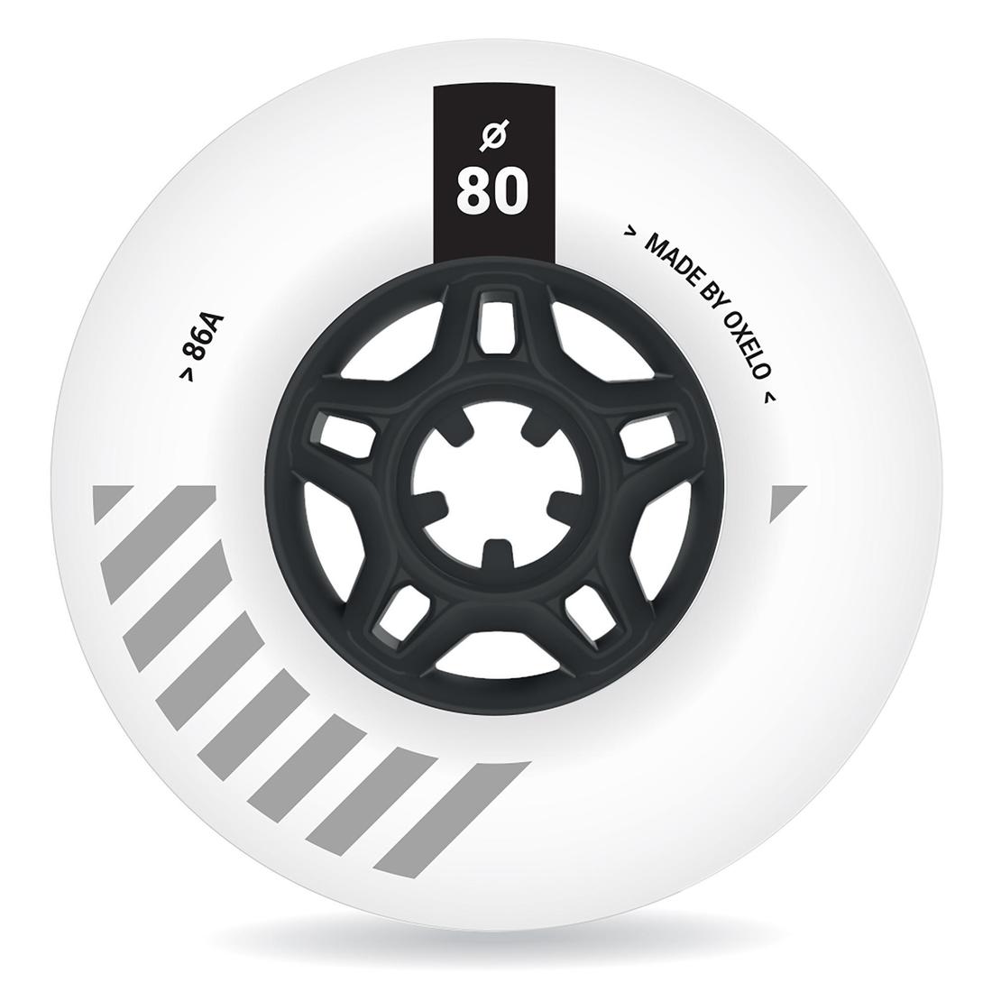 4 roues de roller en ligne freeride 80mm 86A blanches
