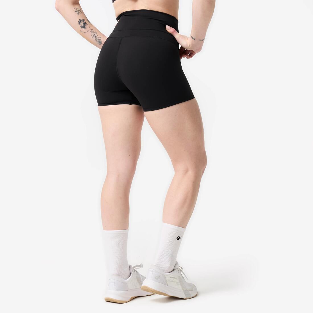 Short de crossfit court et extensible femme, noir